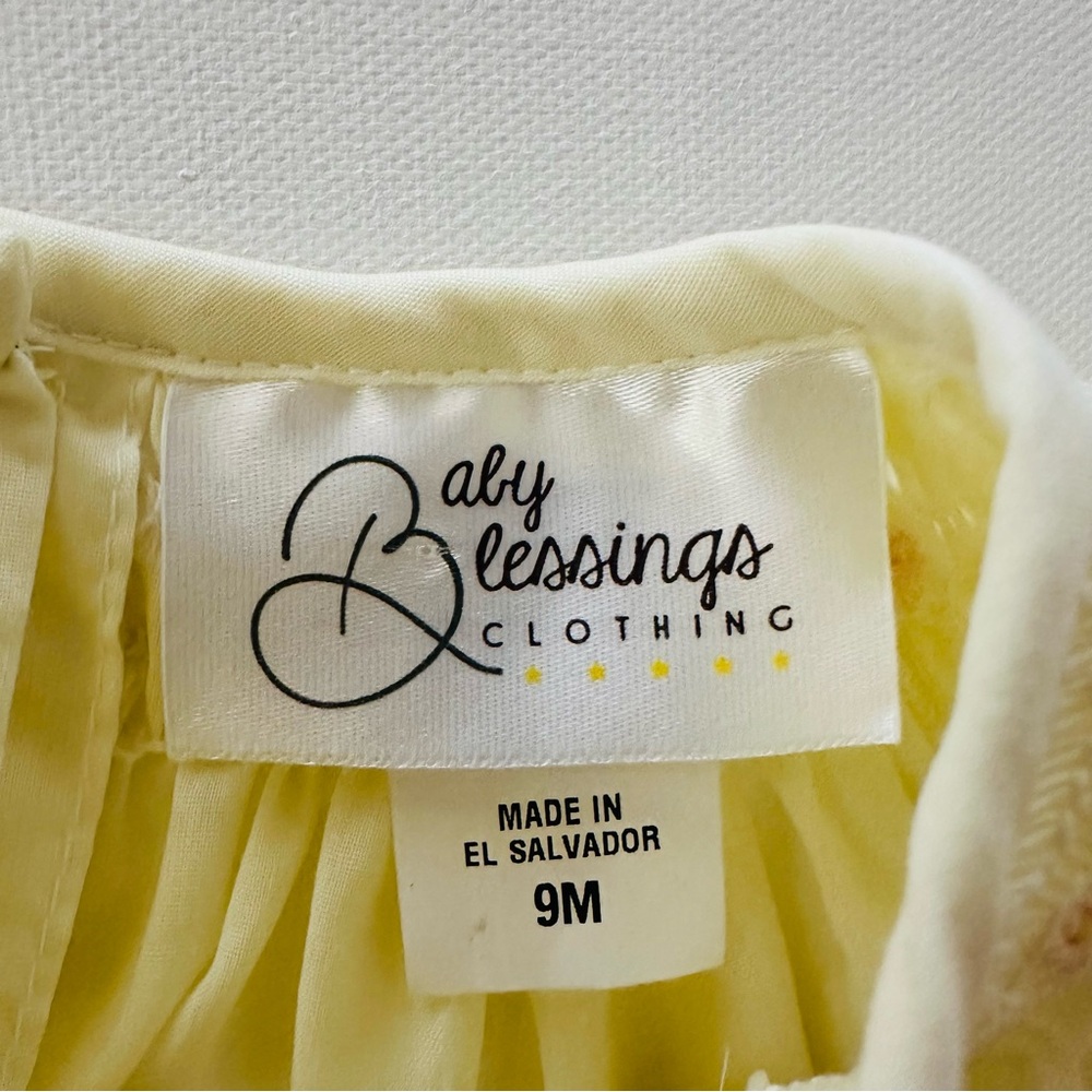 Vintage Baby Girl 9 Months Yellow Smocked Top & Diaper Cover Set Outfit NWT - Picture 5 of 6